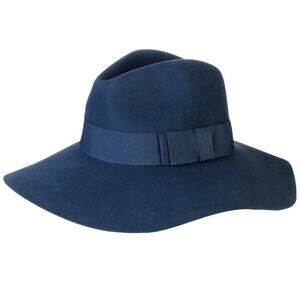 Brixton Piper Wool Felt Floppy Hat Blue Medium 7 1/4 New NWT Ribbon